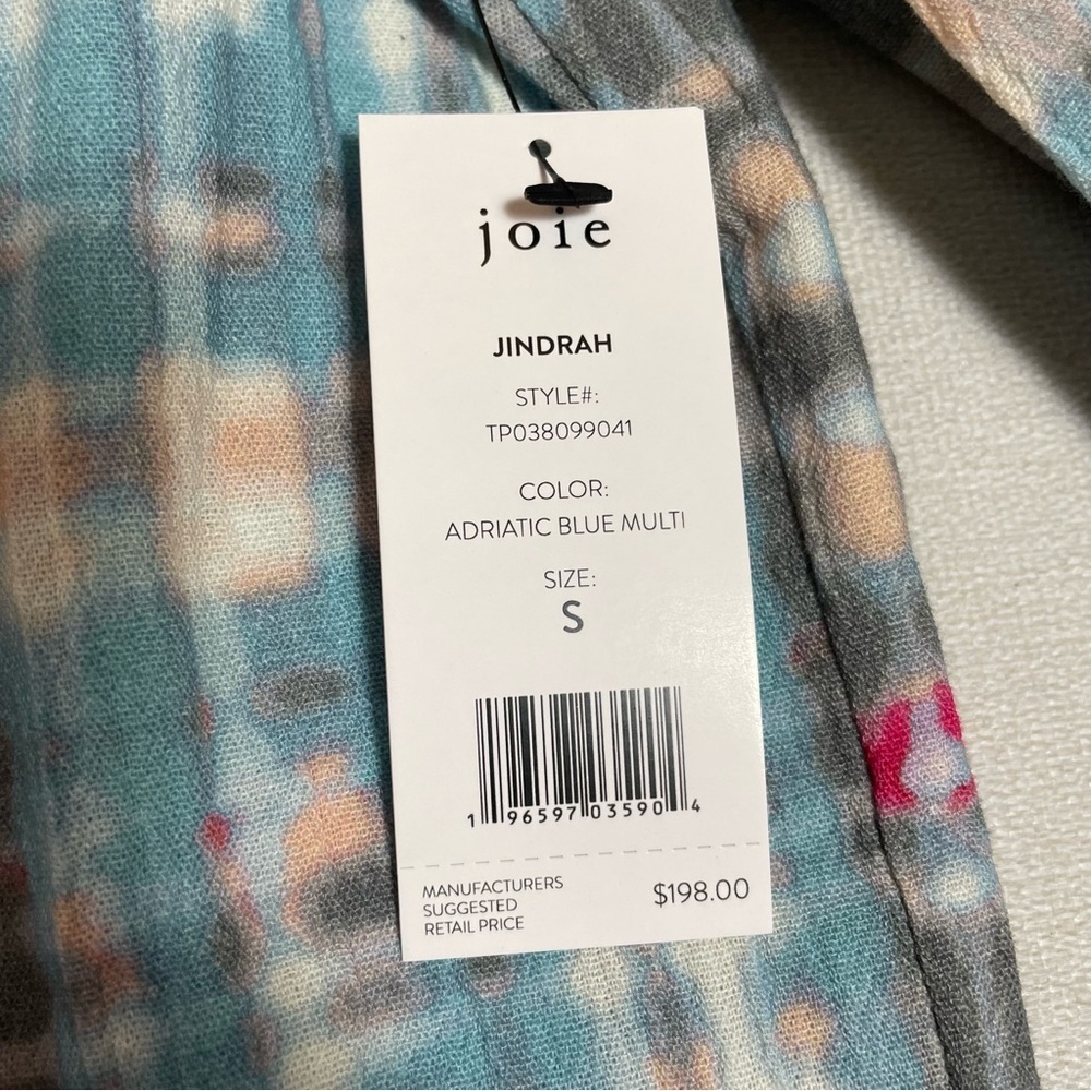 NWT New $198 Joie Jindrah Gathered Printed Cotton Blouse Size S - Picture 5 of 15